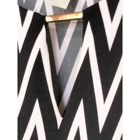 Tacera Black White Chevron Pattern Sleeveless Shift Dress Plus Size 3X - Picture 6 of 9